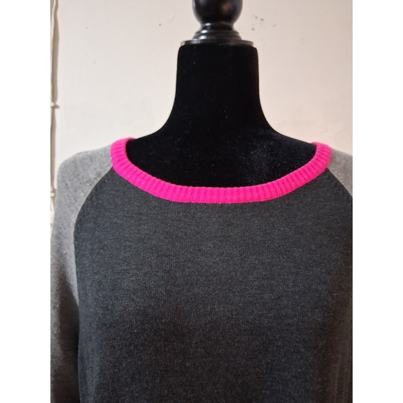 Eliza J Womens Color Block Knit Sweater Dress Grey Pink Long Sleeve Size L Zip - Picture 4 of 8